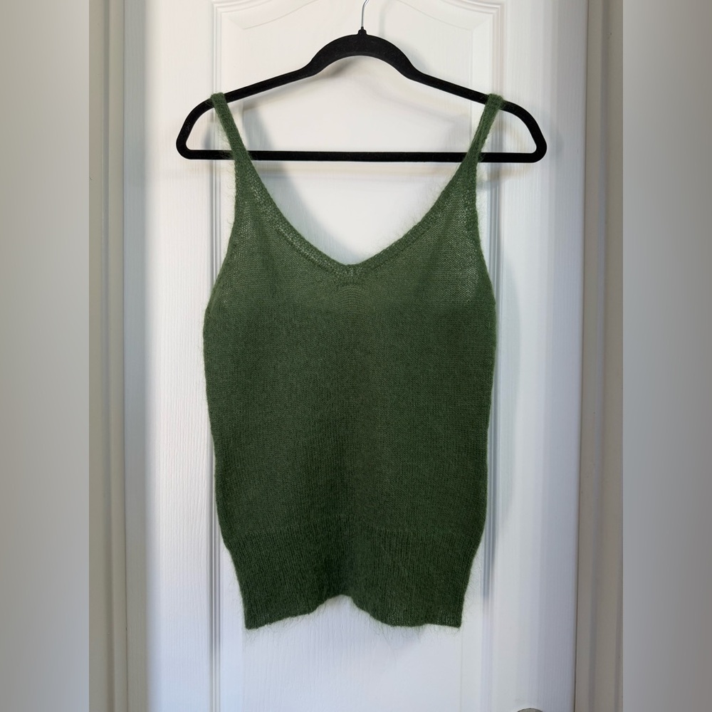 Banana Republic Olive Green Fuzzy Knit Tank Sweater